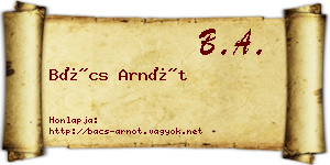 Bács Arnót névjegykártya